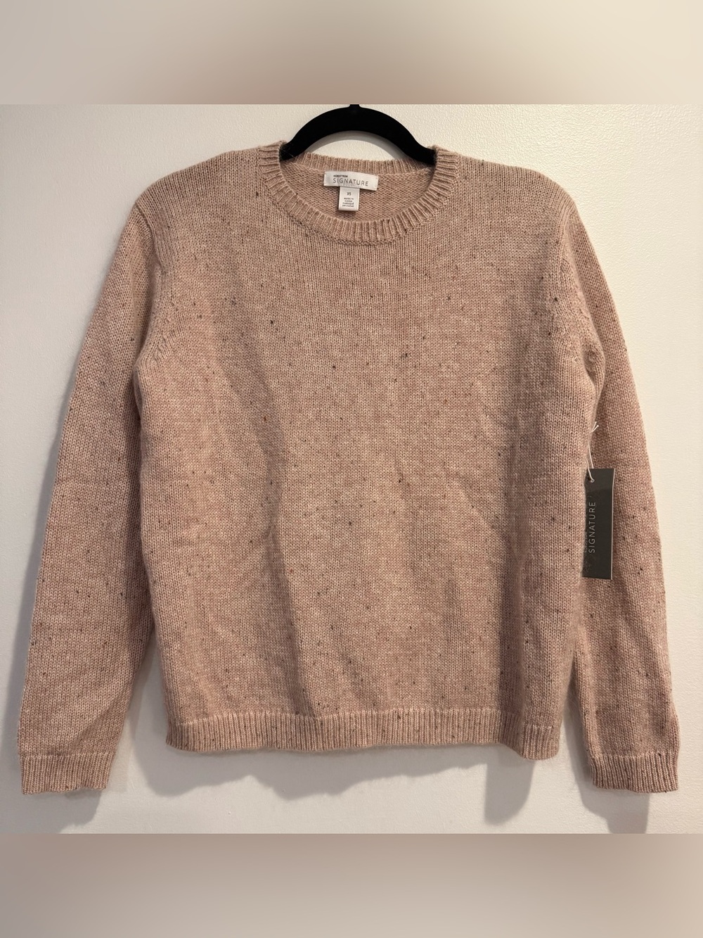 NWT Nordstrom Signature Cashmere Mohair Silk Beige Morn Tweed Crewneck Sweater